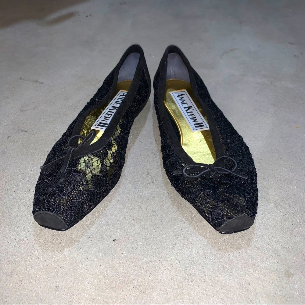 Anne Klein Black Lace Flats